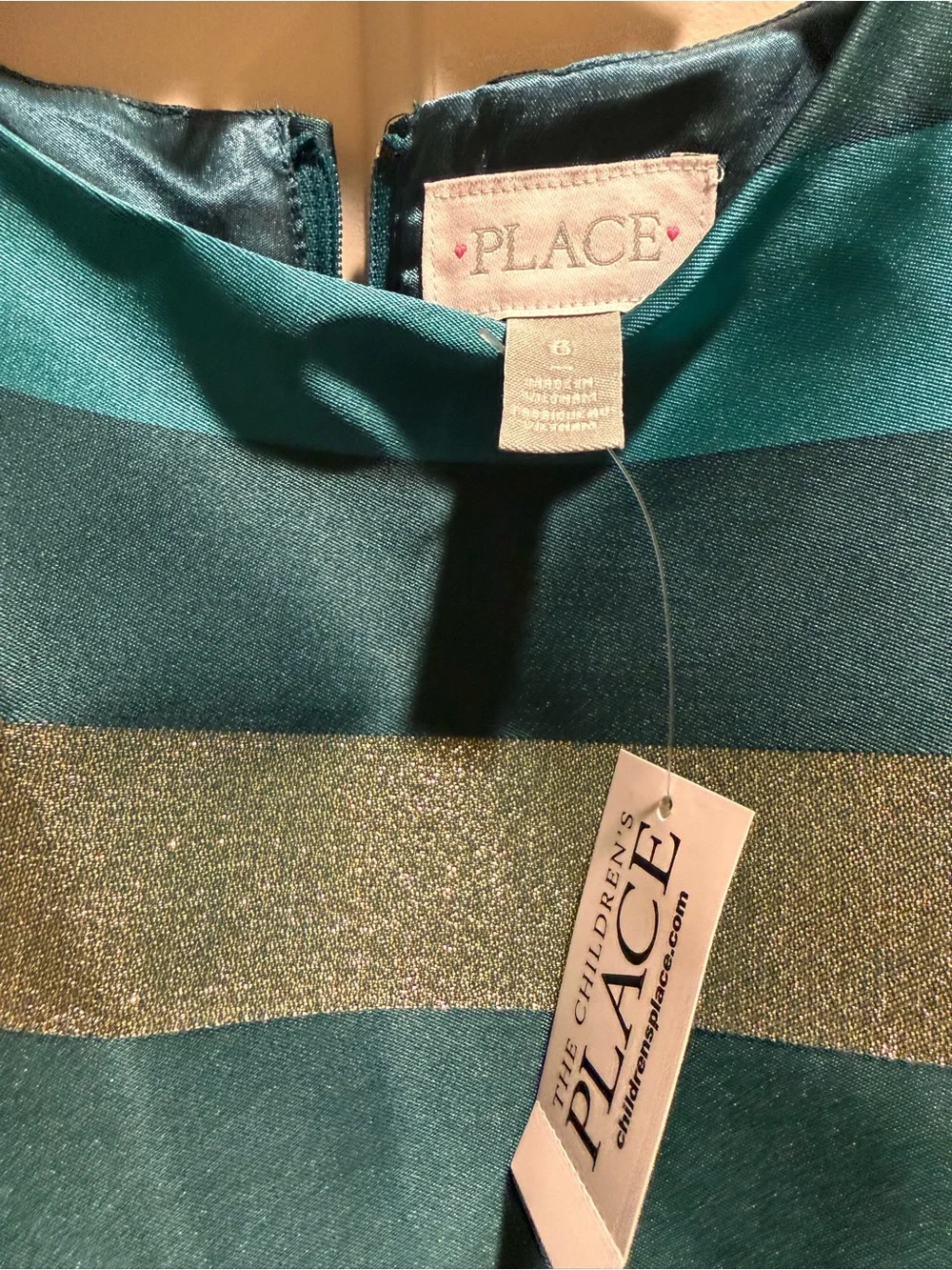 The Children's Place Teal & Dark Teal Metallic Stripe Dress